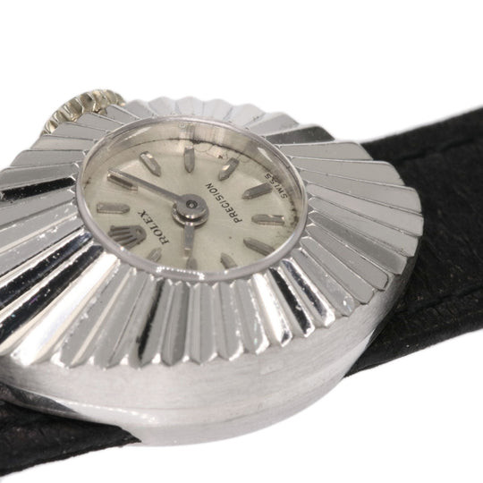 ROLEX Watches Hand Winding 2000 K18WG, leather Silver Chameleon Almond 1967 Silver dial Women Used Authentic