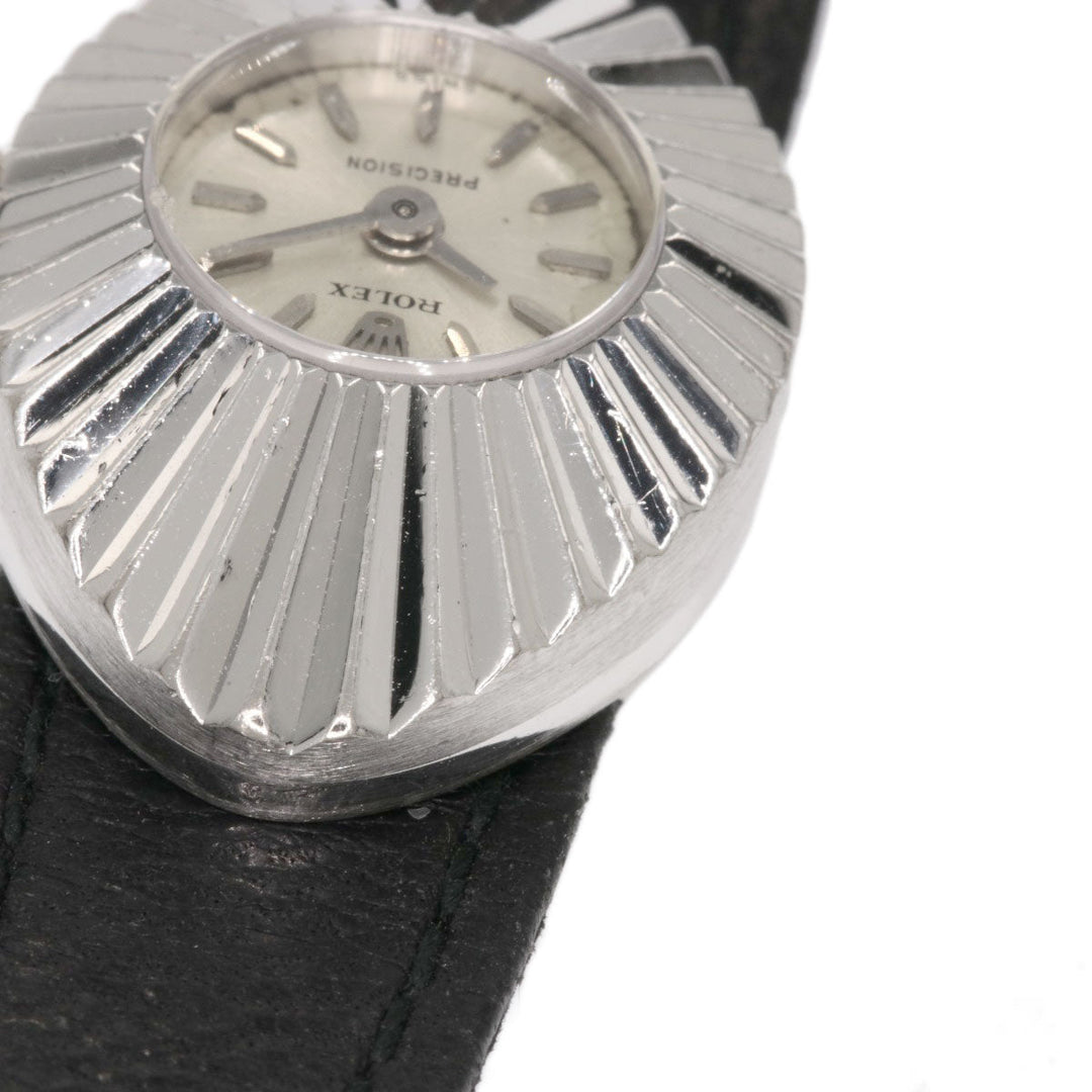 ROLEX Watches Hand Winding 2000 K18WG, leather Silver Chameleon Almond 1967 Silver dial Women Used Authentic