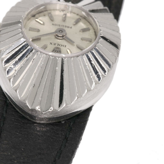 ROLEX Watches Hand Winding 2000 K18WG, leather Silver Chameleon Almond 1967 Silver dial Women Used Authentic