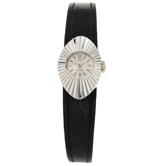 ROLEX Watches Hand Winding 2000 K18WG, leather Silver Chameleon Almond 1967 Silver dial Women Used Authentic