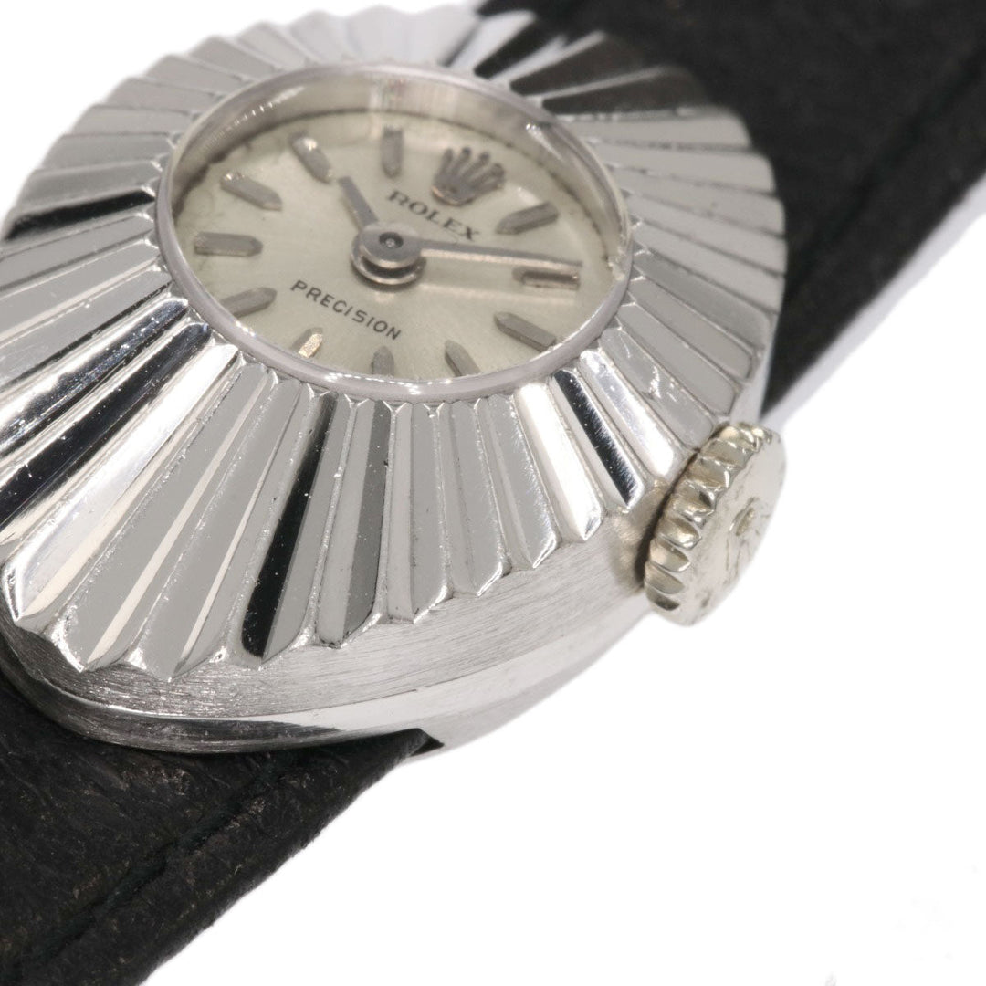 ROLEX Watches Hand Winding 2000 K18WG, leather Silver Chameleon Almond 1967 Silver dial Women Used Authentic
