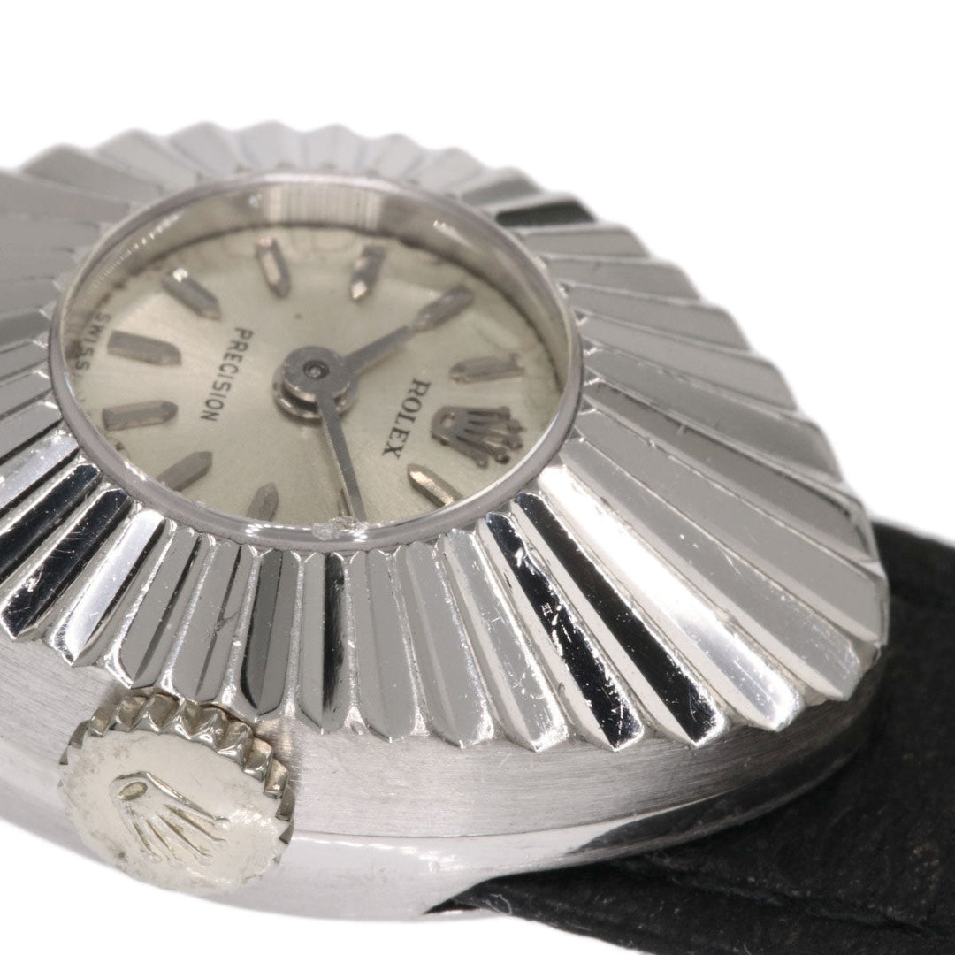 ROLEX Watches Hand Winding 2000 K18WG, leather Silver Chameleon Almond 1967 Silver dial Women Used Authentic