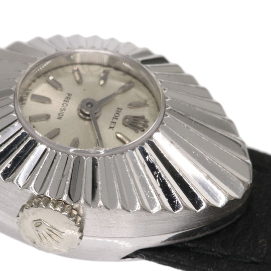 ROLEX Watches Hand Winding 2000 K18WG, leather Silver Chameleon Almond 1967 Silver dial Women Used Authentic