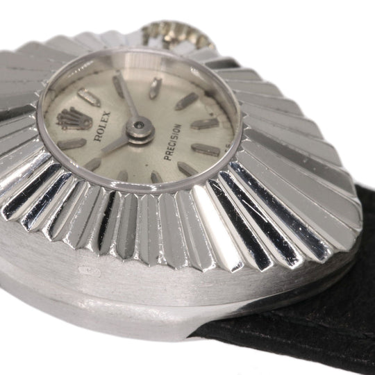 ROLEX Watches Hand Winding 2000 K18WG, leather Silver Chameleon Almond 1967 Silver dial Women Used Authentic