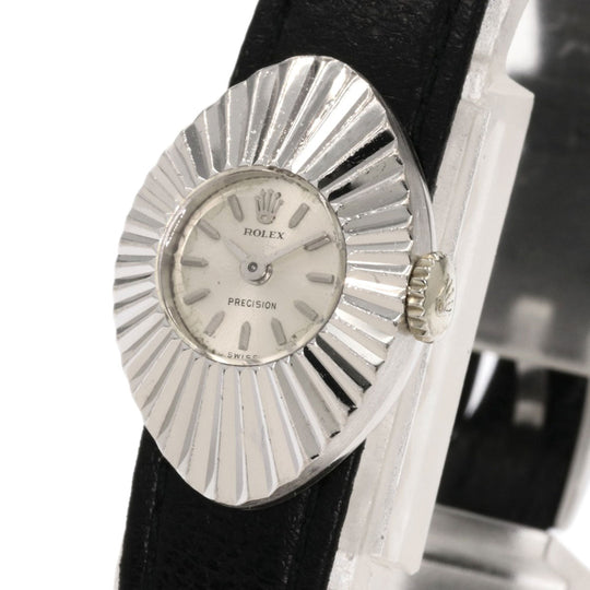 ROLEX Watches Hand Winding 2000 K18WG, leather Silver Chameleon Almond 1967 Silver dial Women Used Authentic