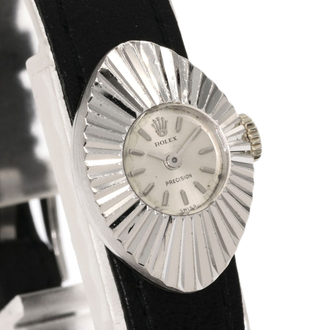 ROLEX Watches Hand Winding 2000 K18WG, leather Silver Chameleon Almond 1967 Silver dial Women Used Authentic