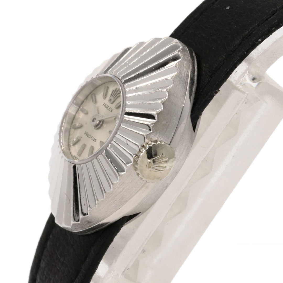 ROLEX Watches Hand Winding 2000 K18WG, leather Silver Chameleon Almond 1967 Silver dial Women Used Authentic