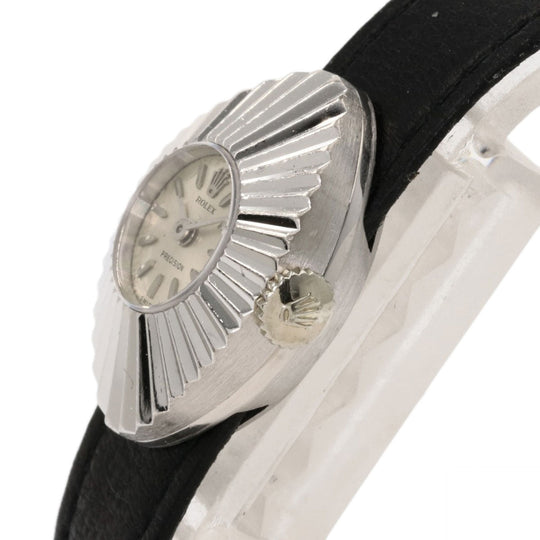 ROLEX Watches Hand Winding 2000 K18WG, leather Silver Chameleon Almond 1967 Silver dial Women Used Authentic