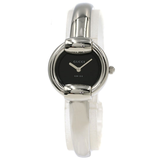GUCCI Watches Quartz 1400L Stainless Steel , Stainless Steel Silver Round face black dial Women Used Authentic