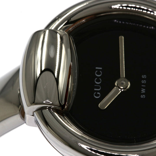 GUCCI Watches Quartz 1400L Stainless Steel , Stainless Steel Silver Round face black dial Women Used Authentic