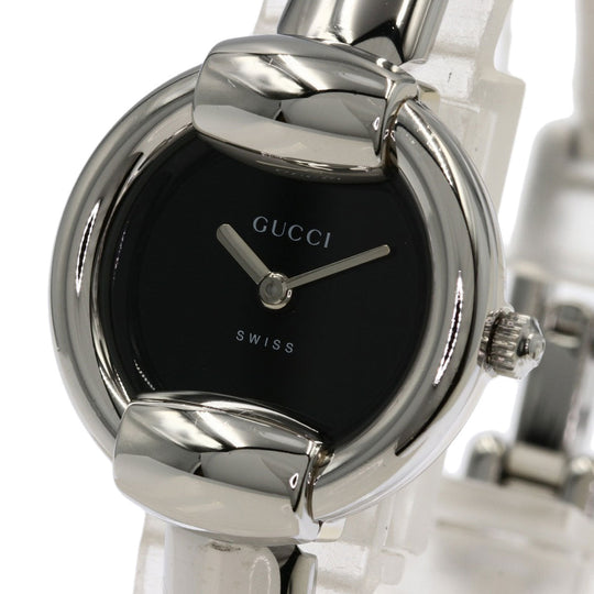 GUCCI Watches Quartz 1400L Stainless Steel , Stainless Steel Silver Round face black dial Women Used Authentic