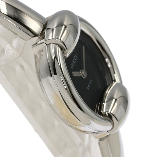 GUCCI Watches Quartz 1400L Stainless Steel , Stainless Steel Silver Round face black dial Women Used Authentic