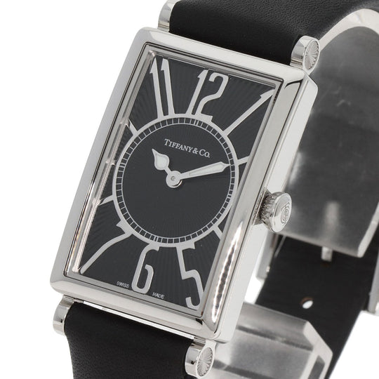 TIFFANY&Co. Watches Quartz Z3001.10.10A10A68A Stainless Steel, Leather Silver gallery black dial Women Used Authentic