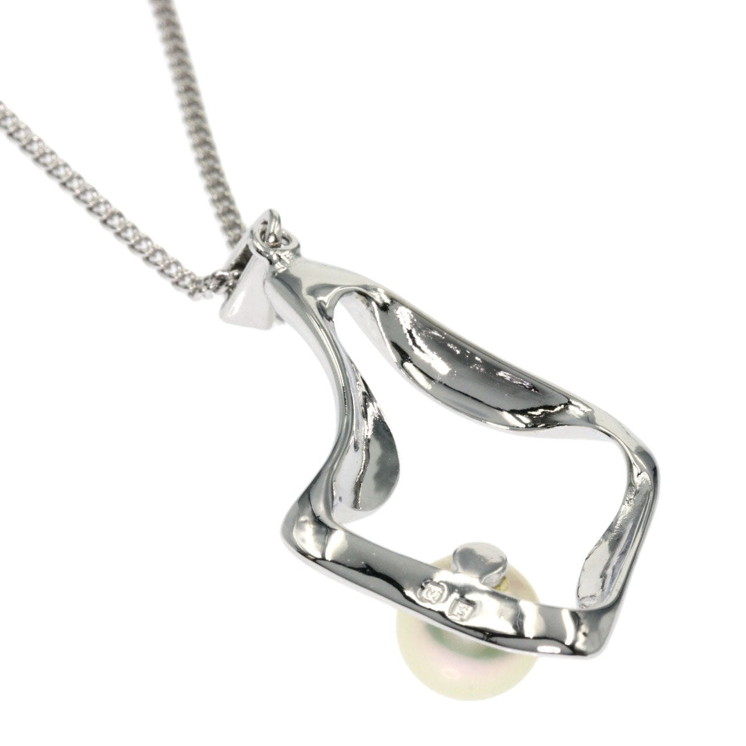 MIKIMOTO Necklace SV Silver Pearl Women Used Authentic