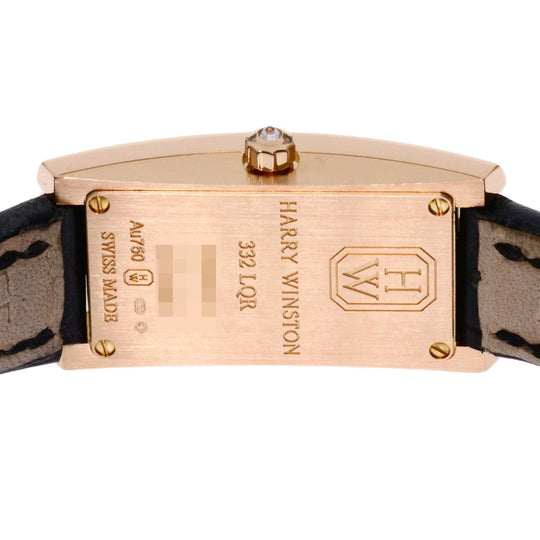 HARRY WINSTON Watches Quartz AVCQHM16RR033 K18PG, leather, diamond gold Avenue C Mini Bezel Diamond Silver dial Women Used Authentic