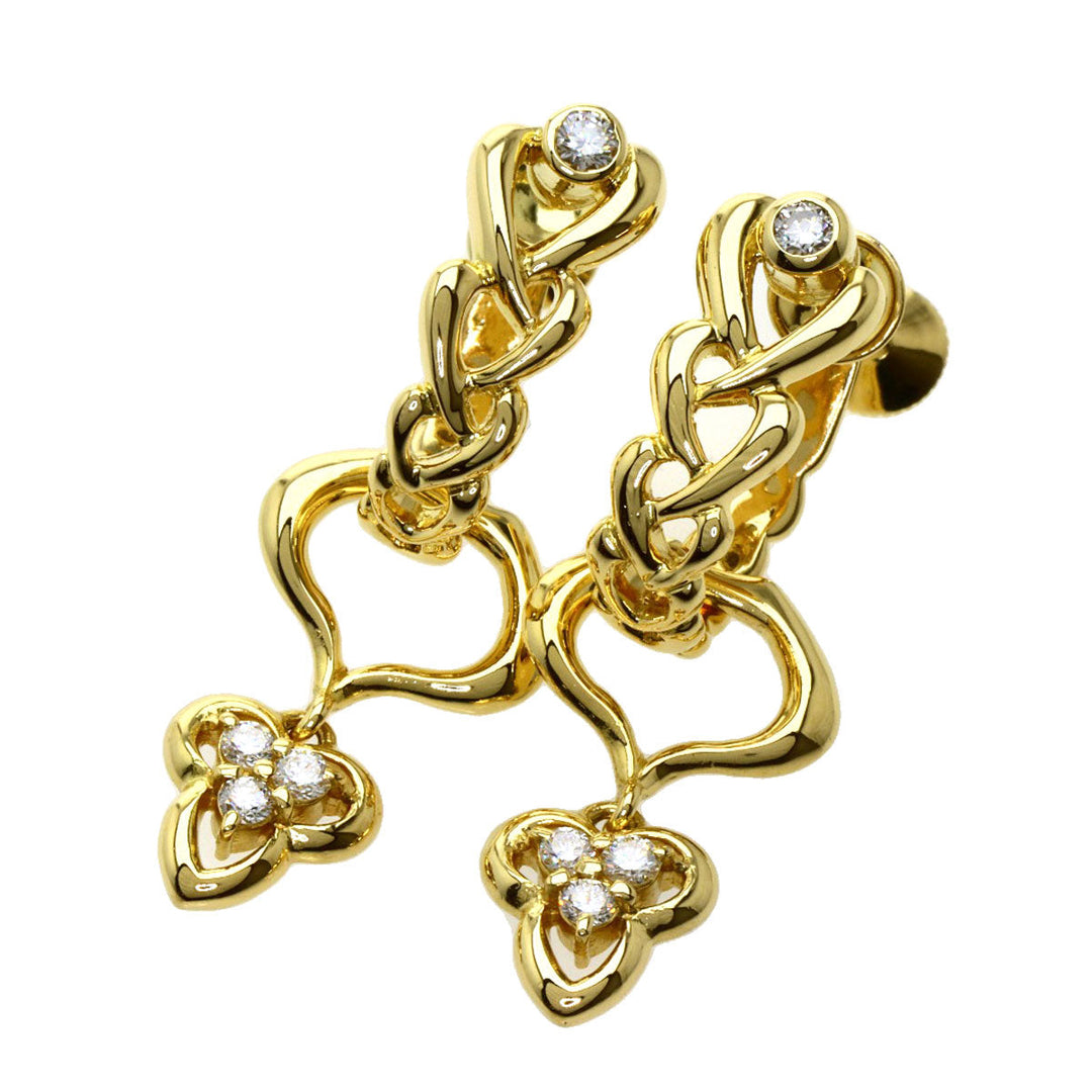 MIKIMOTO Earring 18K Yellow Gold gold Akoya pearl with diamond charm Women Used Authentic