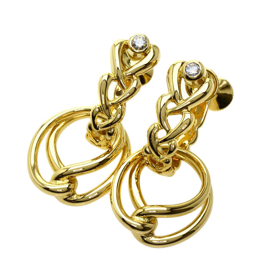 MIKIMOTO Earring 18K Yellow Gold gold Akoya pearl with diamond charm Women Used Authentic