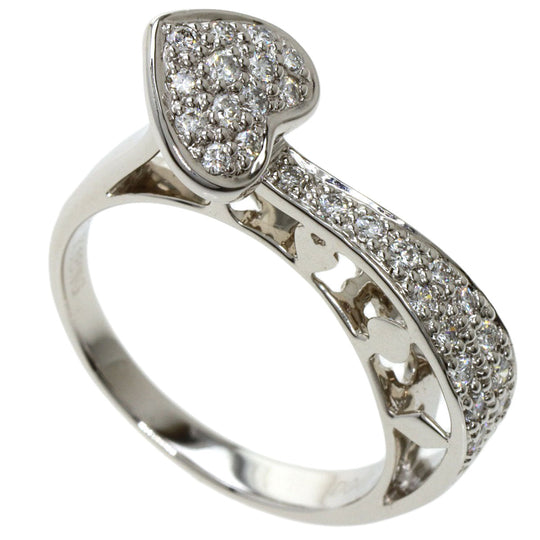 CARATI Ring K18WG Silver Diamond heart motif Women Used Authentic