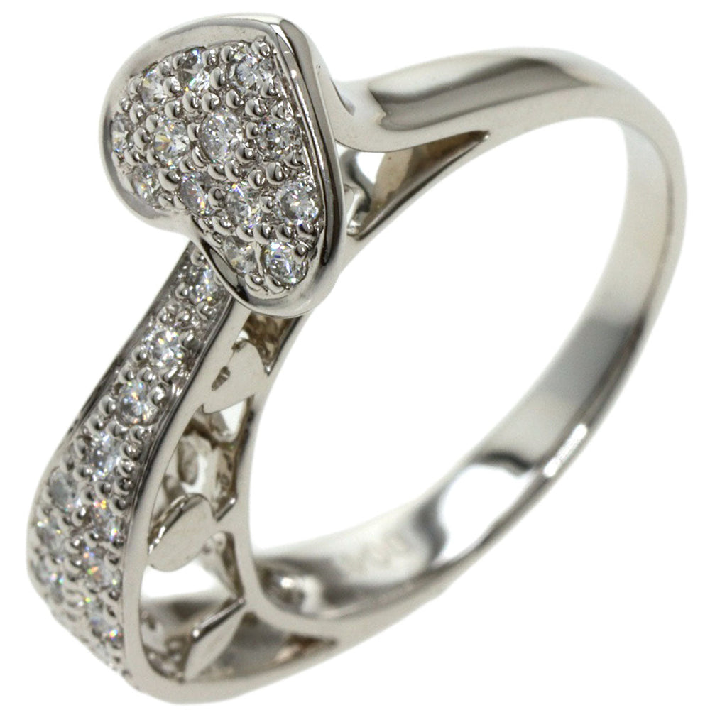CARATI Ring K18WG Silver Diamond heart motif Women Used Authentic