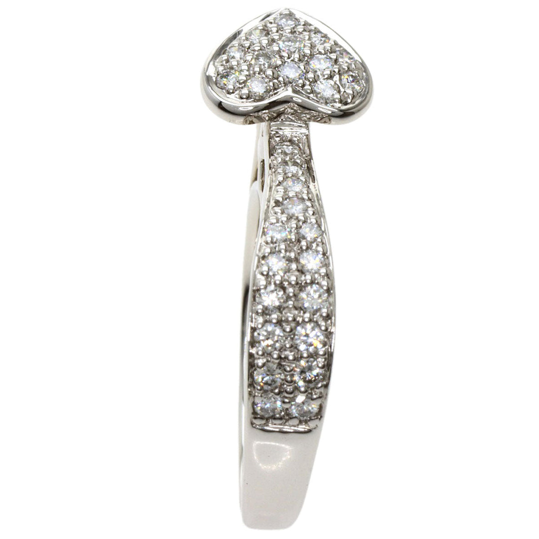 CARATI Ring K18WG Silver Diamond heart motif Women Used Authentic