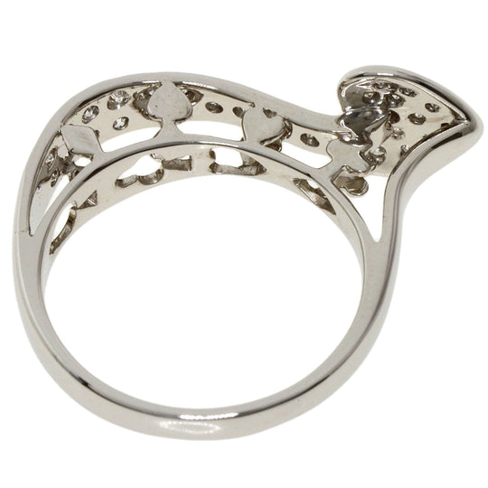 CARATI Ring K18WG Silver Diamond heart motif Women Used Authentic