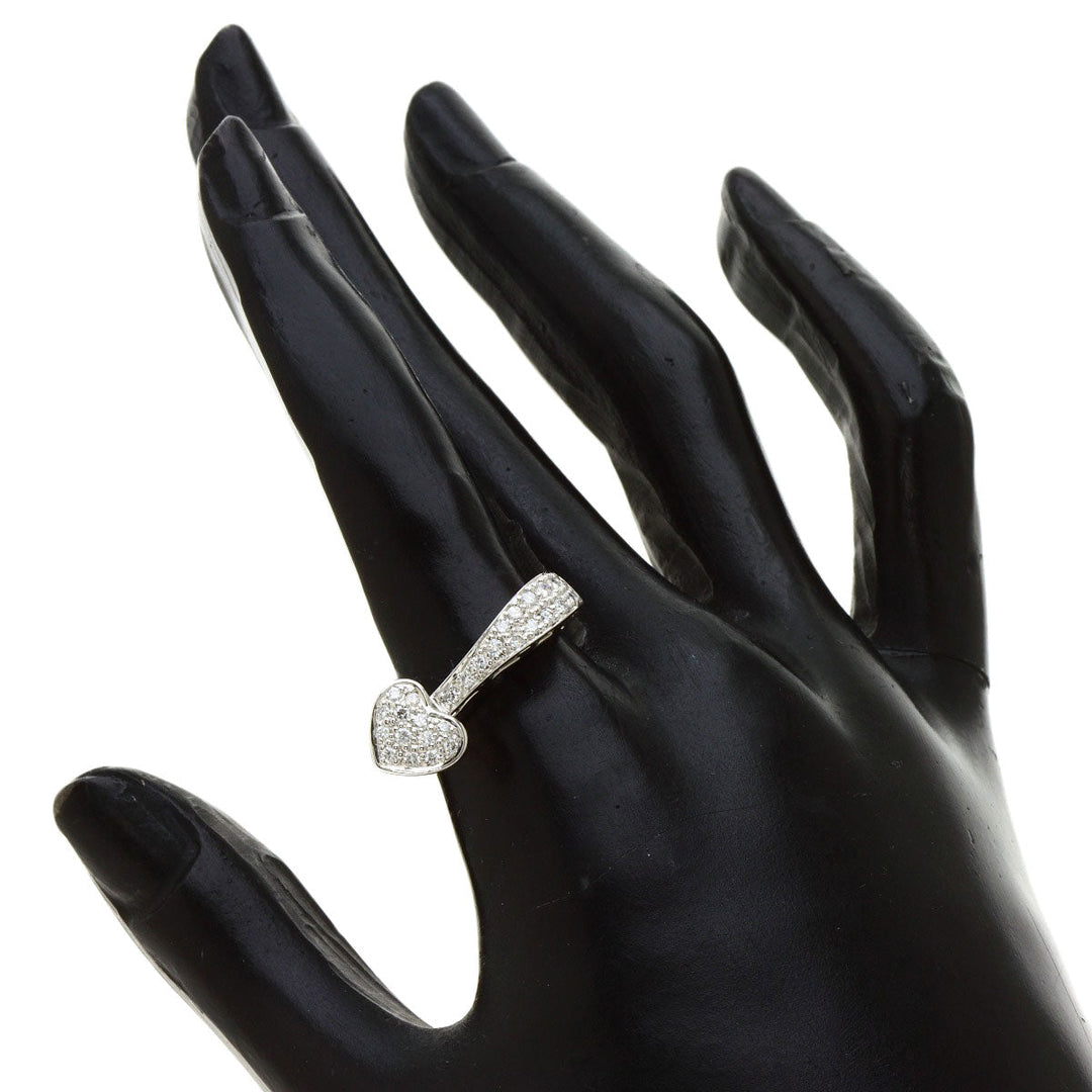 CARATI Ring K18WG Silver Diamond heart motif Women Used Authentic