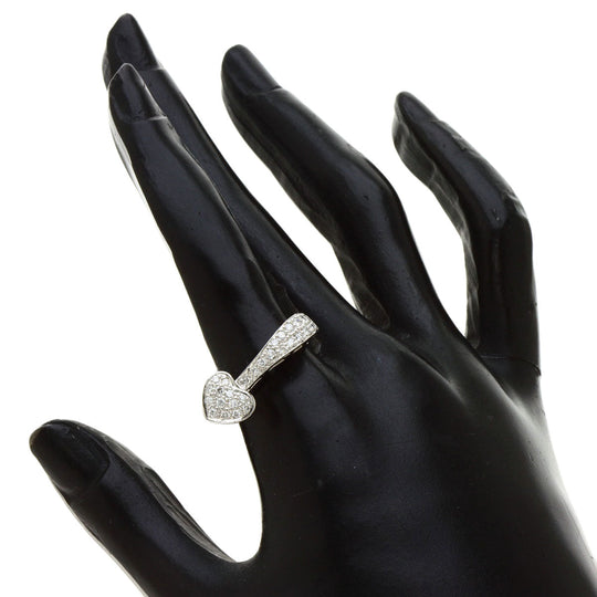 CARATI Ring K18WG Silver Diamond heart motif Women Used Authentic