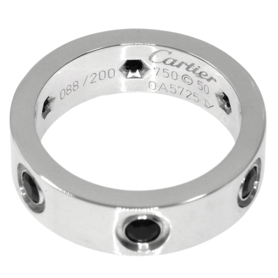 CARTIER Ring K18WG Silver Full Black Sapphire Limited to 200 pieces #50 Women Used Authentic