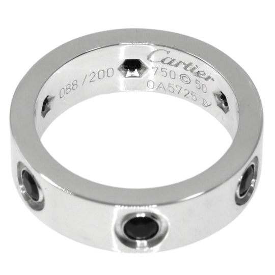 CARTIER Ring K18WG Silver Full Black Sapphire Limited to 200 pieces #50 Women Used Authentic