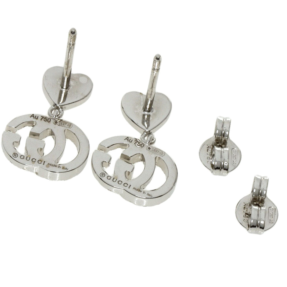 GUCCI Pierce K18WG Silver GG Running Diamond Women Used Authentic