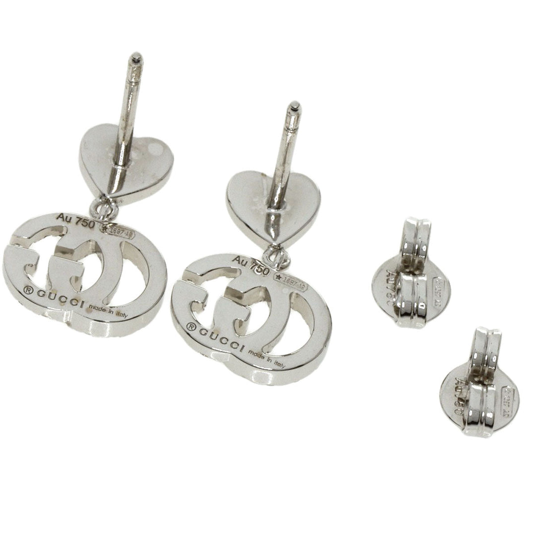 GUCCI Pierce K18WG Silver GG Running Diamond Women Used Authentic