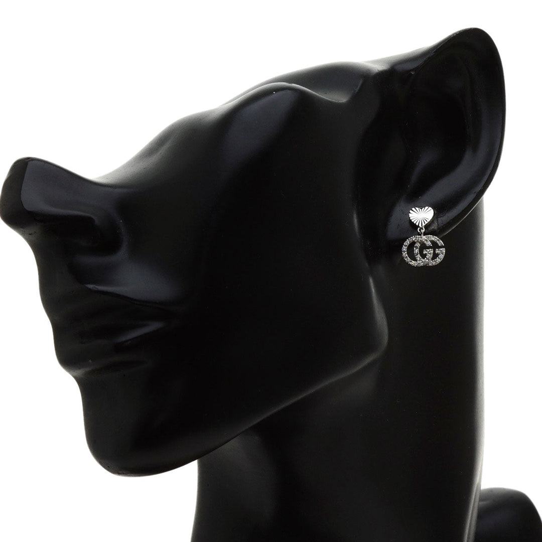 GUCCI Pierce K18WG Silver GG Running Diamond Women Used Authentic