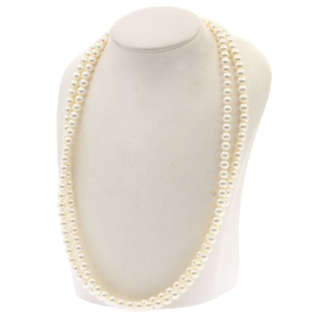 MIKIMOTO Necklace K14WG white Akoya Pearl Long Women Used Authentic