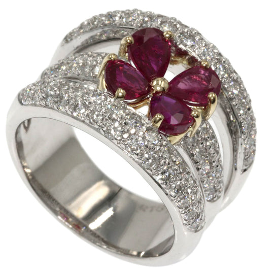 Ponte Vecchio Ring K18WG Silver Ruby diamond