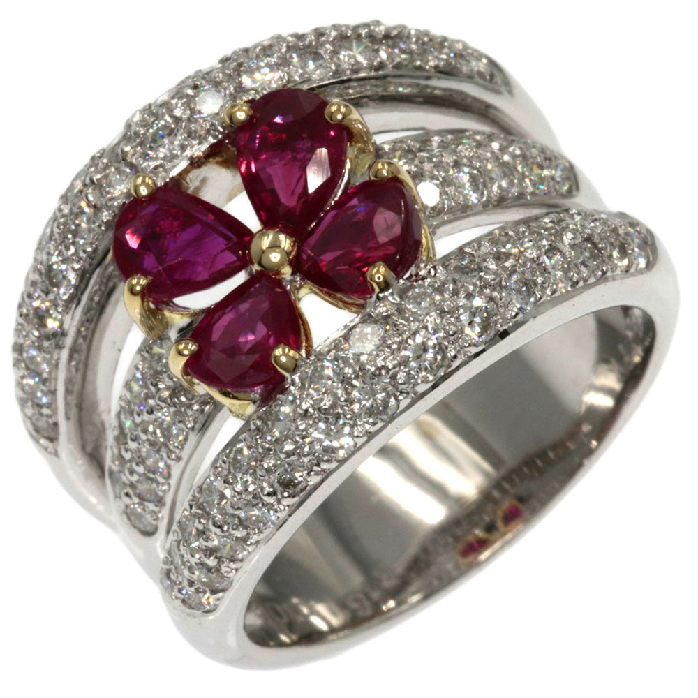 Ponte Vecchio Ring K18WG Silver Ruby diamond