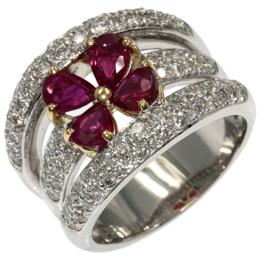 Ponte Vecchio Ring K18WG Silver Ruby diamond
