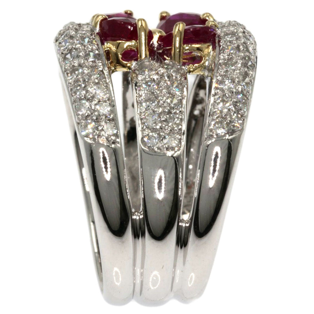 Ponte Vecchio Ring K18WG Silver Ruby diamond