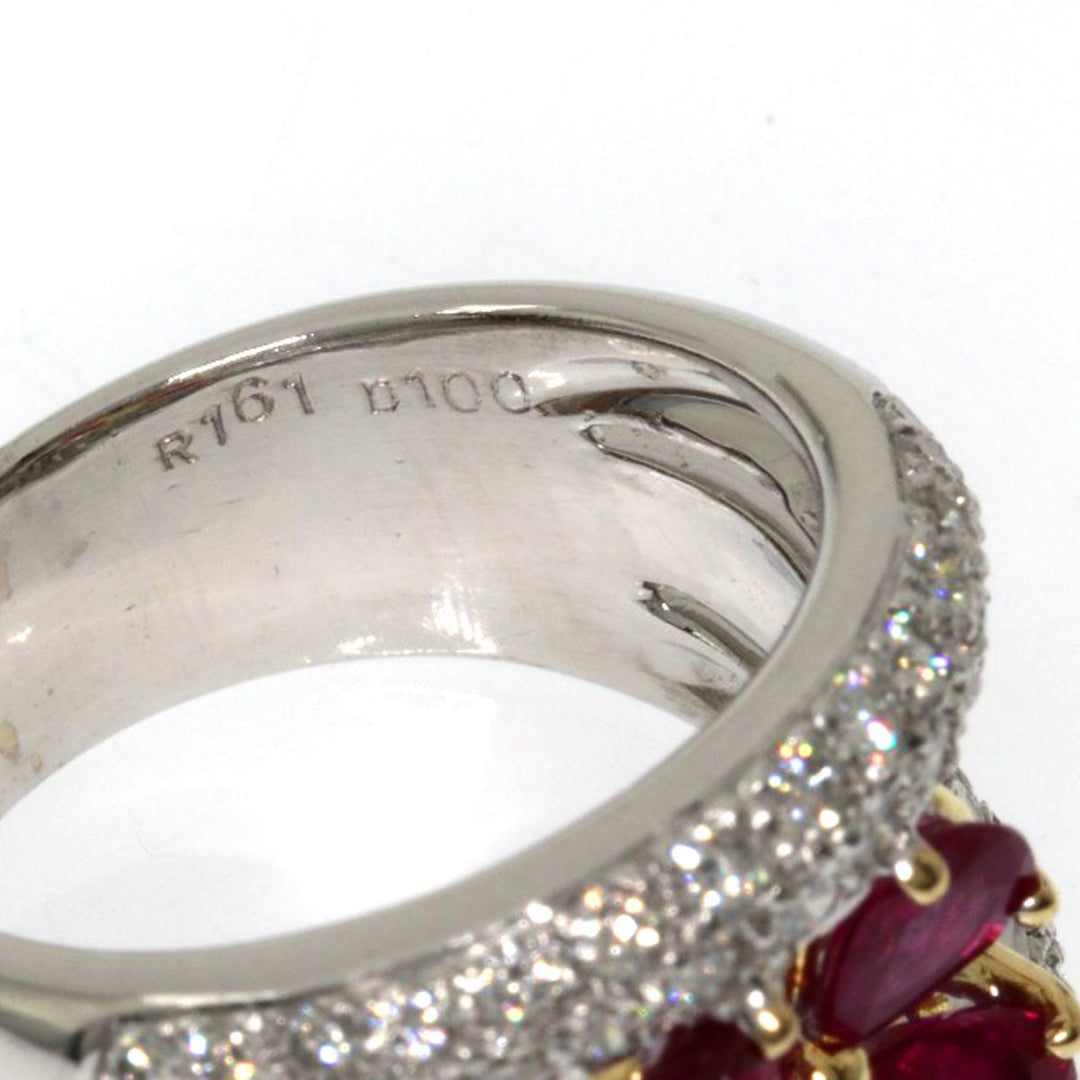 Ponte Vecchio Ring K18WG Silver Ruby diamond