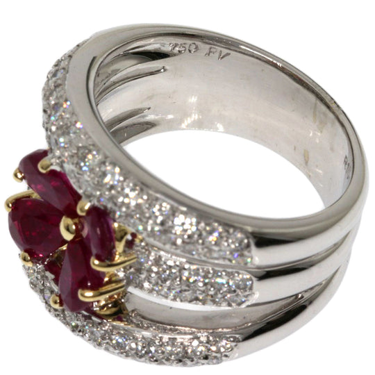 Ponte Vecchio Ring K18WG Silver Ruby diamond