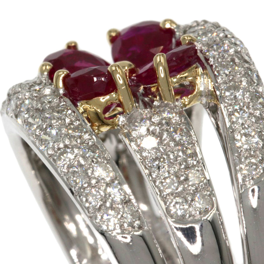 Ponte Vecchio Ring K18WG Silver Ruby diamond