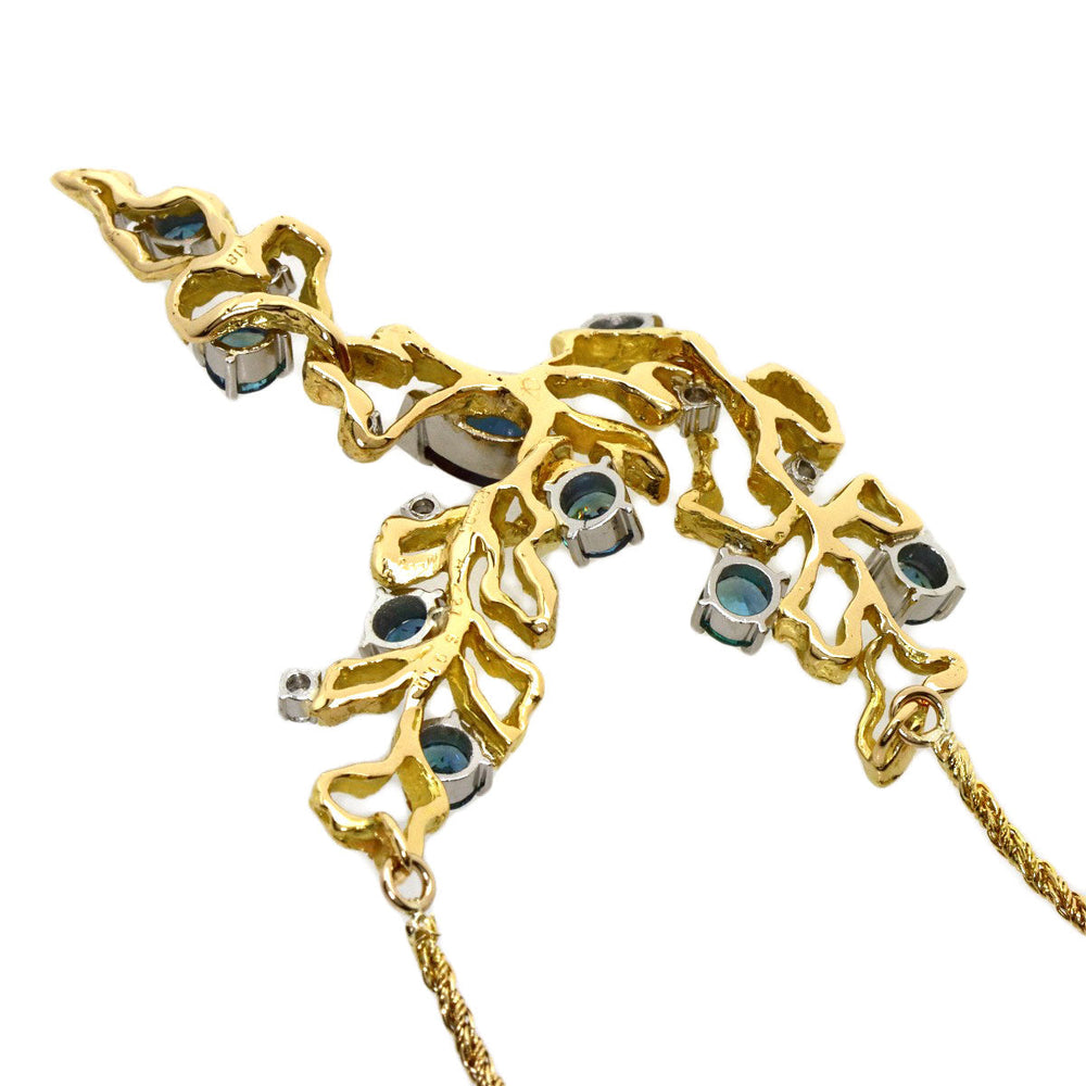 Kenji kiuchi Necklace PT900 , K18YG gold Cresanbel Synthetic Alexandrite Diamond Women Used Authentic
