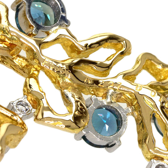 Kenji kiuchi Necklace PT900 , K18YG gold Cresanbel Synthetic Alexandrite Diamond Women Used Authentic