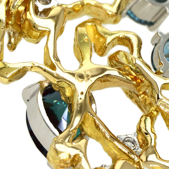 Kenji kiuchi Necklace PT900 , K18YG gold Cresanbel Synthetic Alexandrite Diamond Women Used Authentic