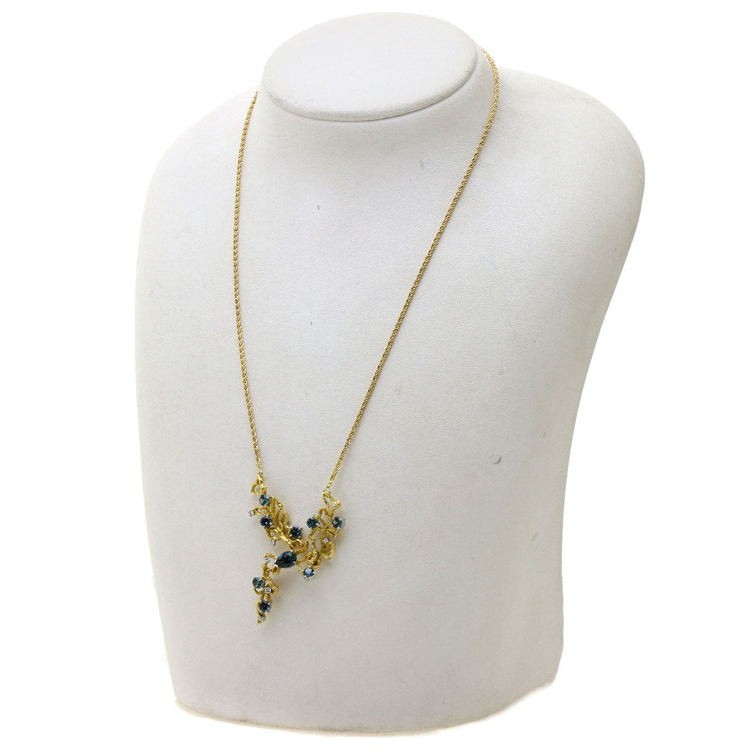 Kenji kiuchi Necklace PT900 , K18YG gold Cresanbel Synthetic Alexandrite Diamond Women Used Authentic