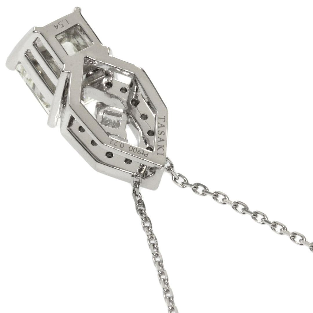 TASAKI Necklace PT900 , PT850 Silver diamond Women Used Authentic