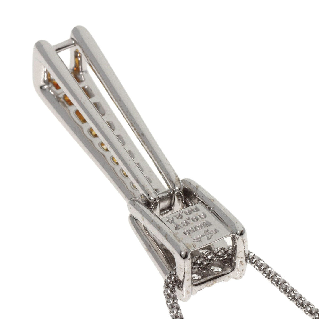 JUNE Necklace K18WG Silver Sapphire diamond Women Used Authentic