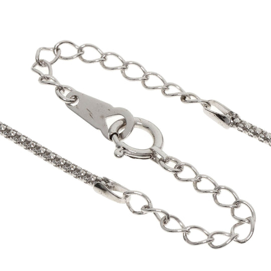 JUNE Necklace K18WG Silver Sapphire diamond Women Used Authentic