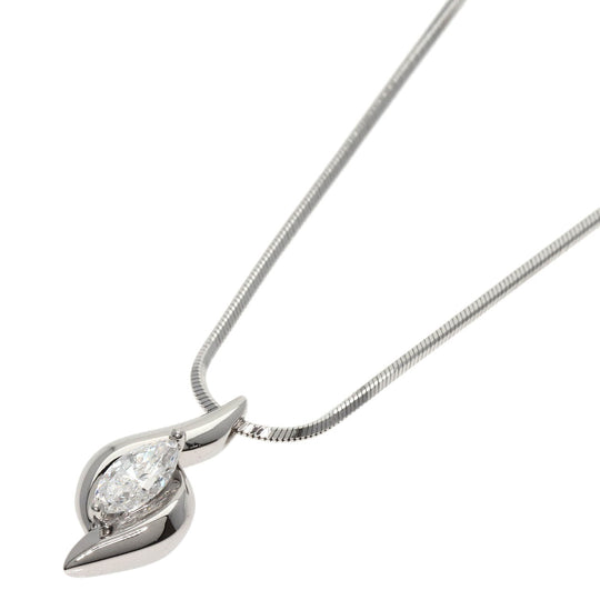 POLA Necklace PT900 , PT850 , PT850 Silver Marquise Cut Diamond Women Used Authentic