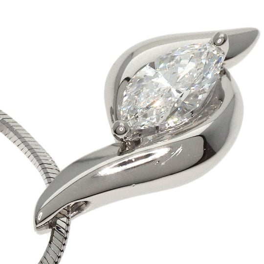 POLA Necklace PT900 , PT850 , PT850 Silver Marquise Cut Diamond Women Used Authentic
