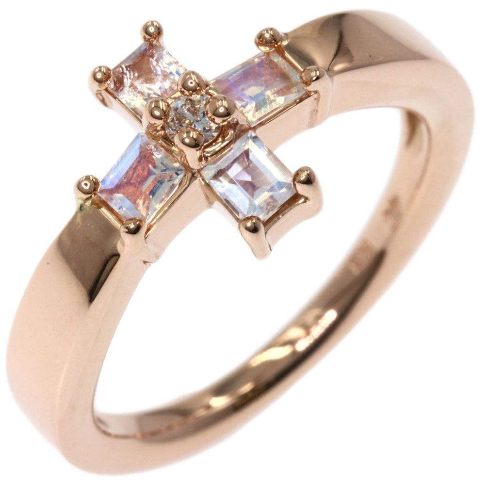 4℃ Ring 18K Pink Gold gold Moonstone 1P Diamond Women Used Authentic